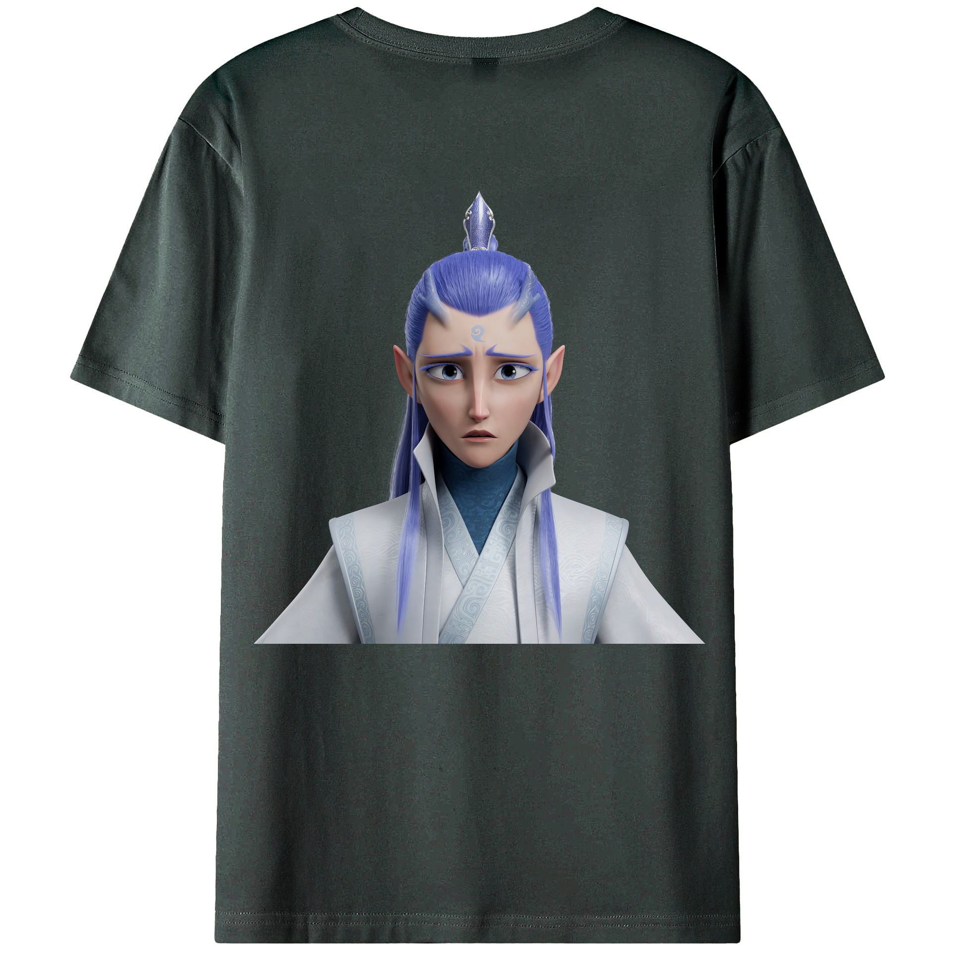 （画像用） Ne Zha 2 ナタ 魔童の大暴れ 綿100％ メンズ半袖Tシャツ（バックプリント） 通気性